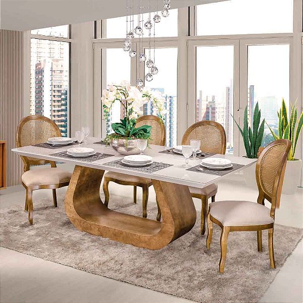 mesa de jantar quadrada 8 lugares clássica luxo