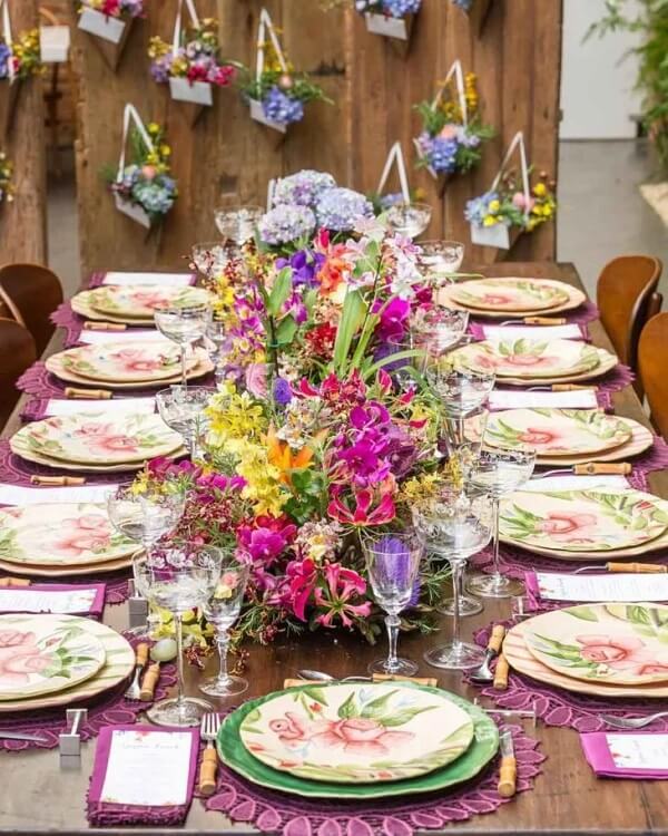 mesa posta moderna almoço família