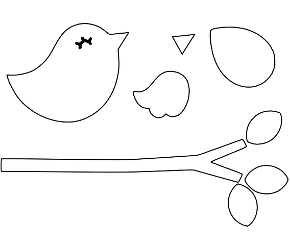 molde de passarinho para feltro com enchimento