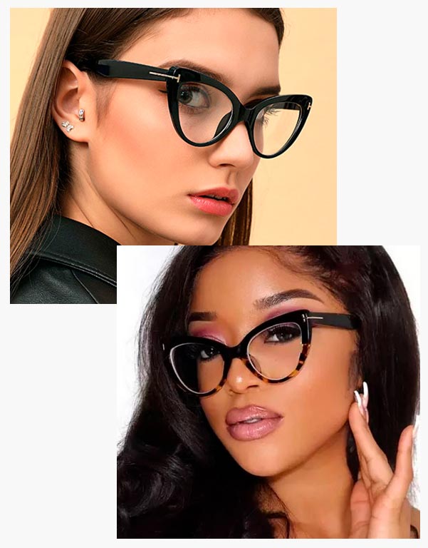 Óculos cat eye com pontas acentuadas