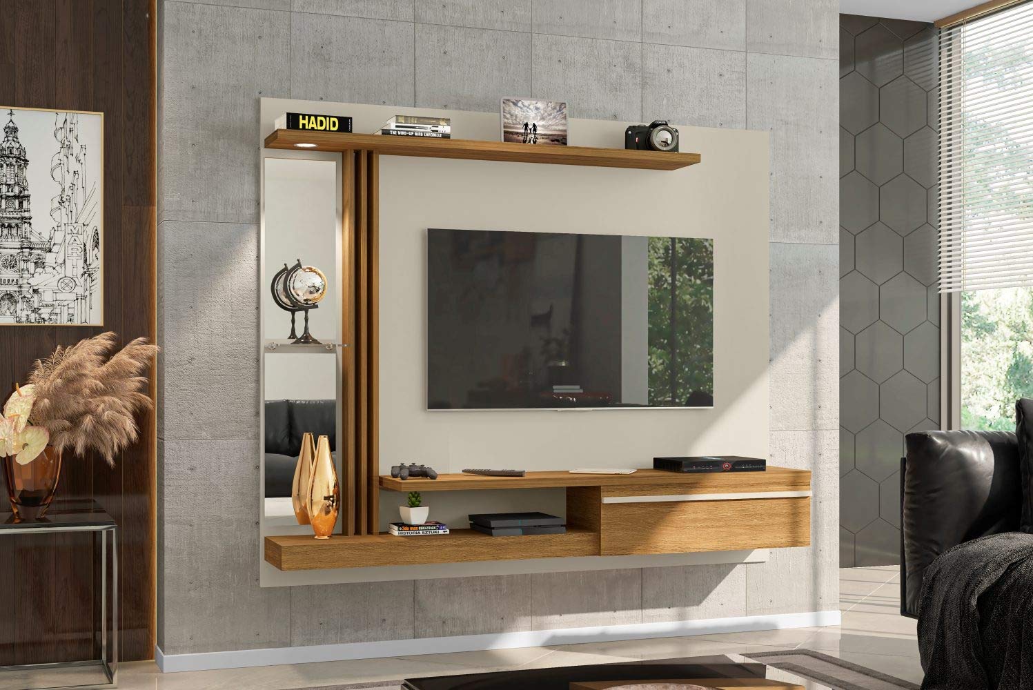 painel de tv com espelho