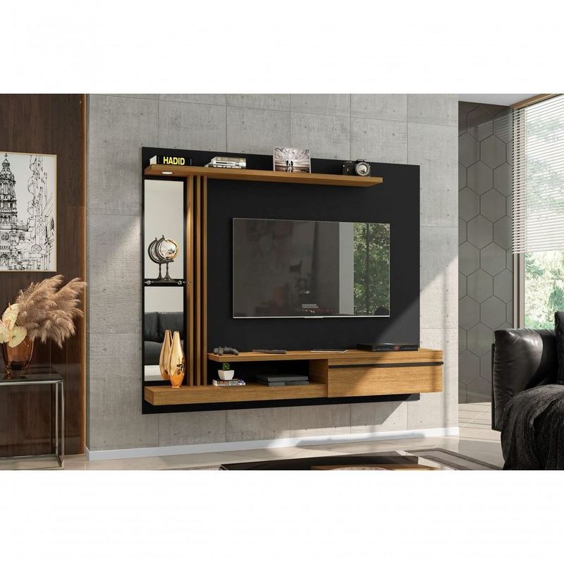 painel de tv com espelho para sala pequena