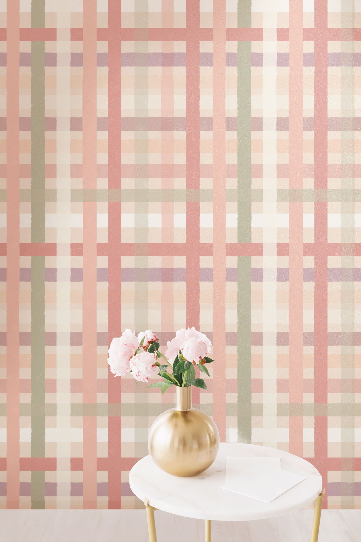 papel de parede quadriculado rosa pink