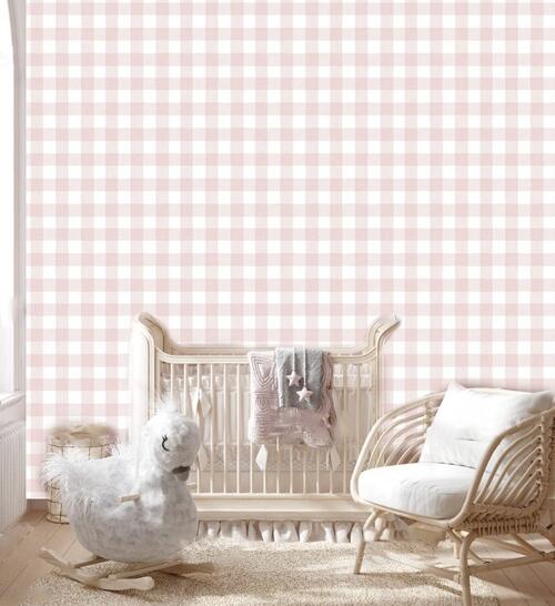 papel de parede quadriculado rosa e cinza