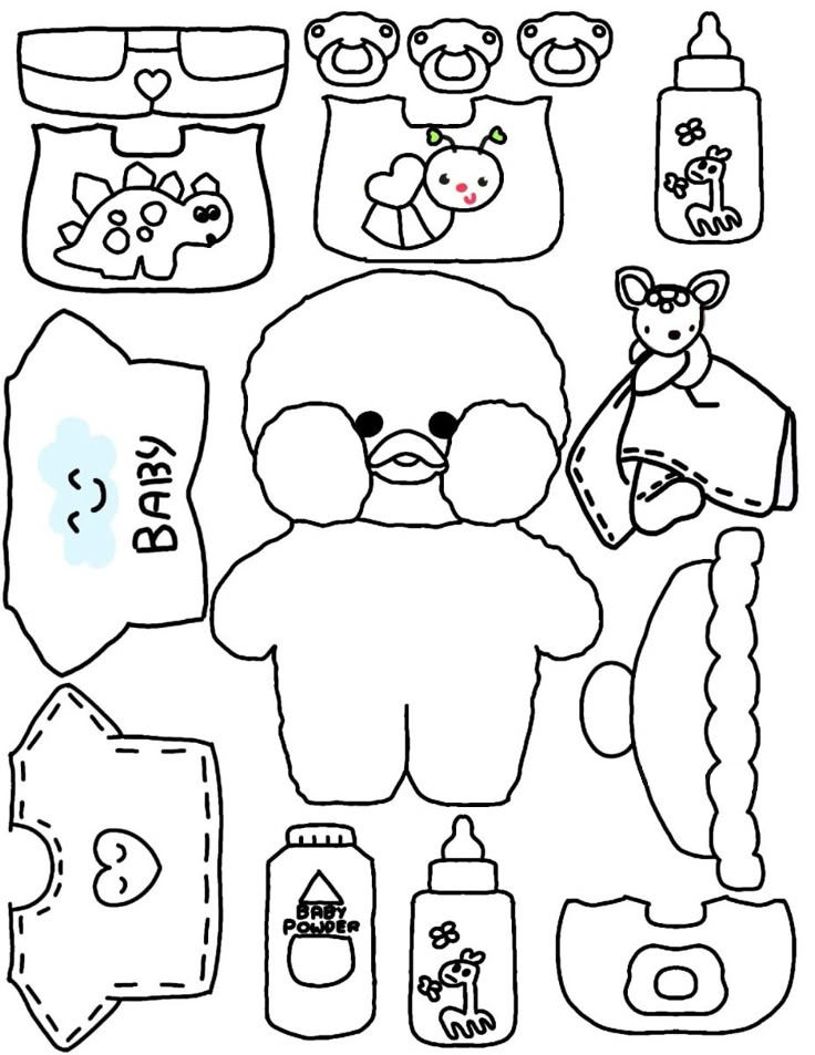 paper duck baby para imprimir e colorir