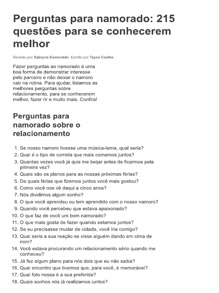 perguntas para namorada sobre o futuro