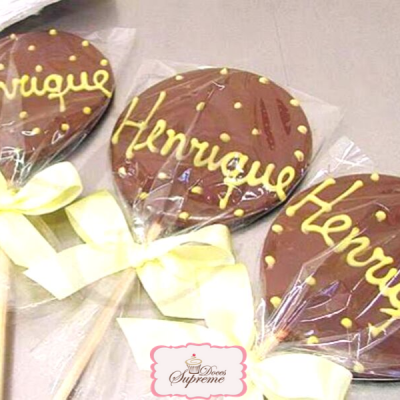 Pirulito de chocolate personalizado com foto