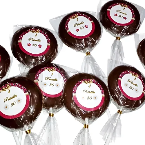 Pirulito de chocolate personalizado para eventos corporativos