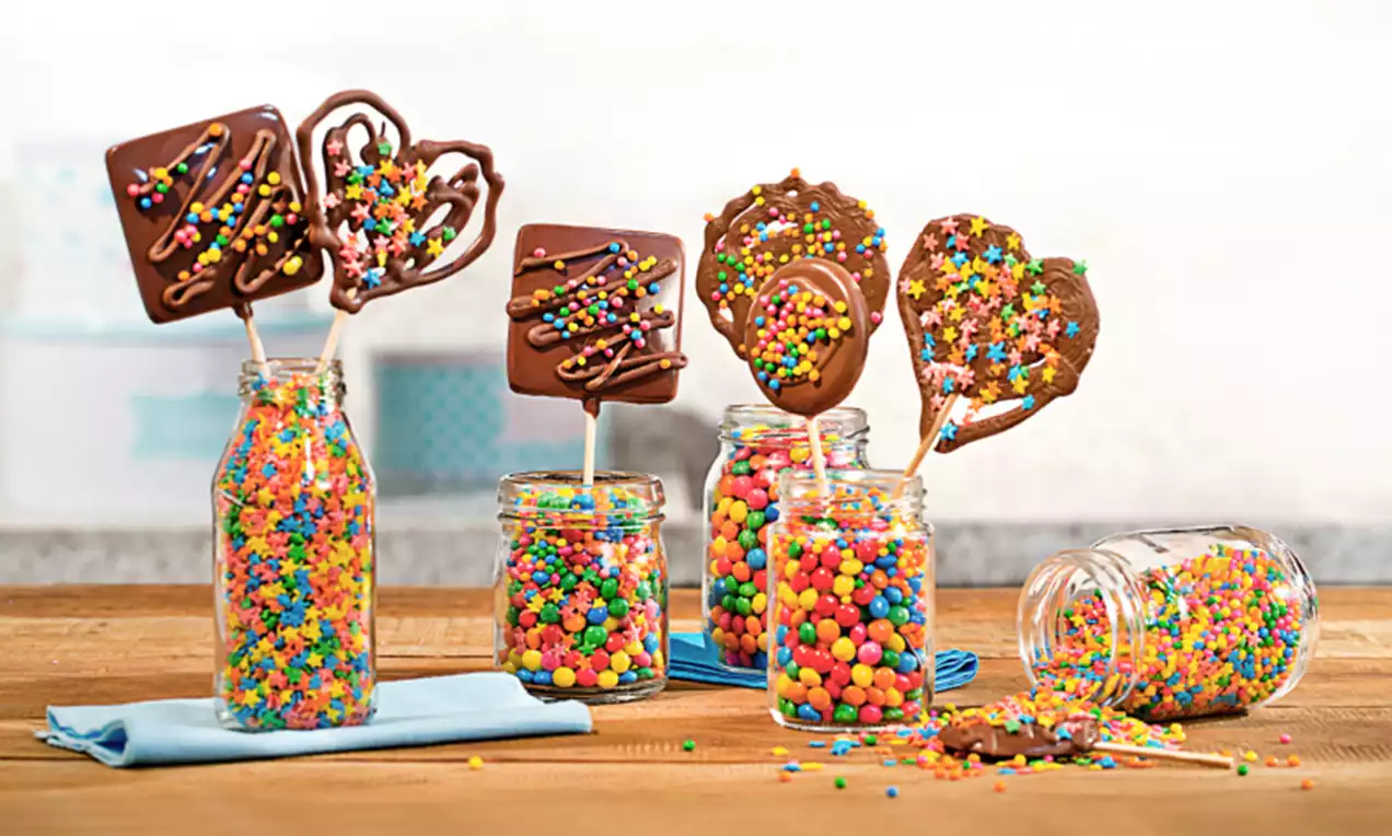 Pirulito de chocolate personalizado branco