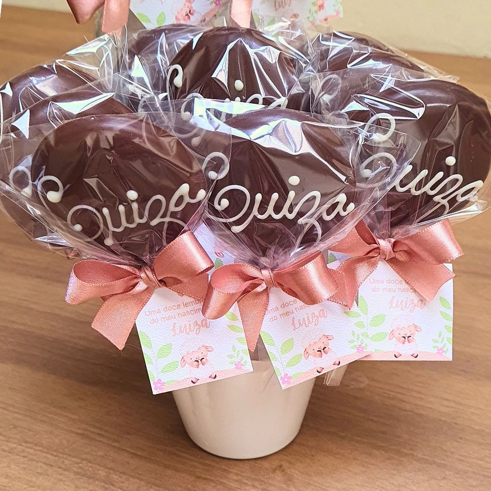 Pirulito de chocolate personalizado com foto