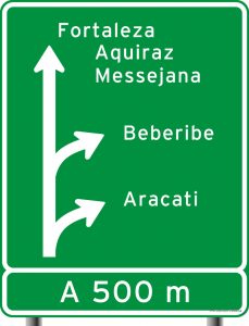 orientacao e destino placa verde