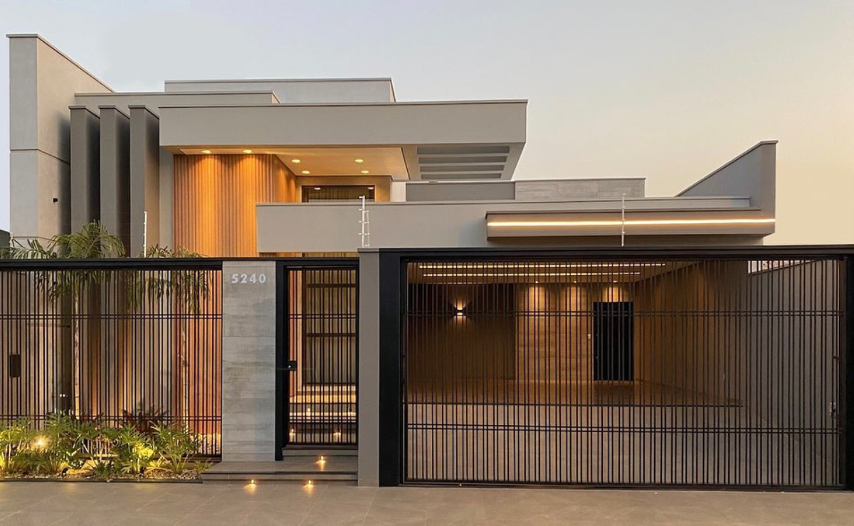 ideias criativas de portão de grade para casas modernas