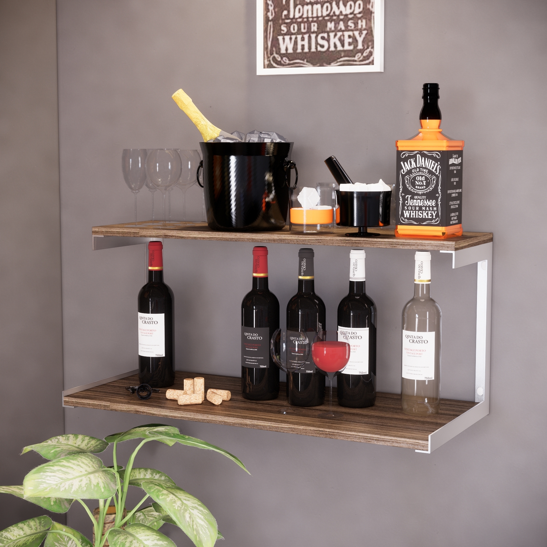 Prateleira de bar suspensa