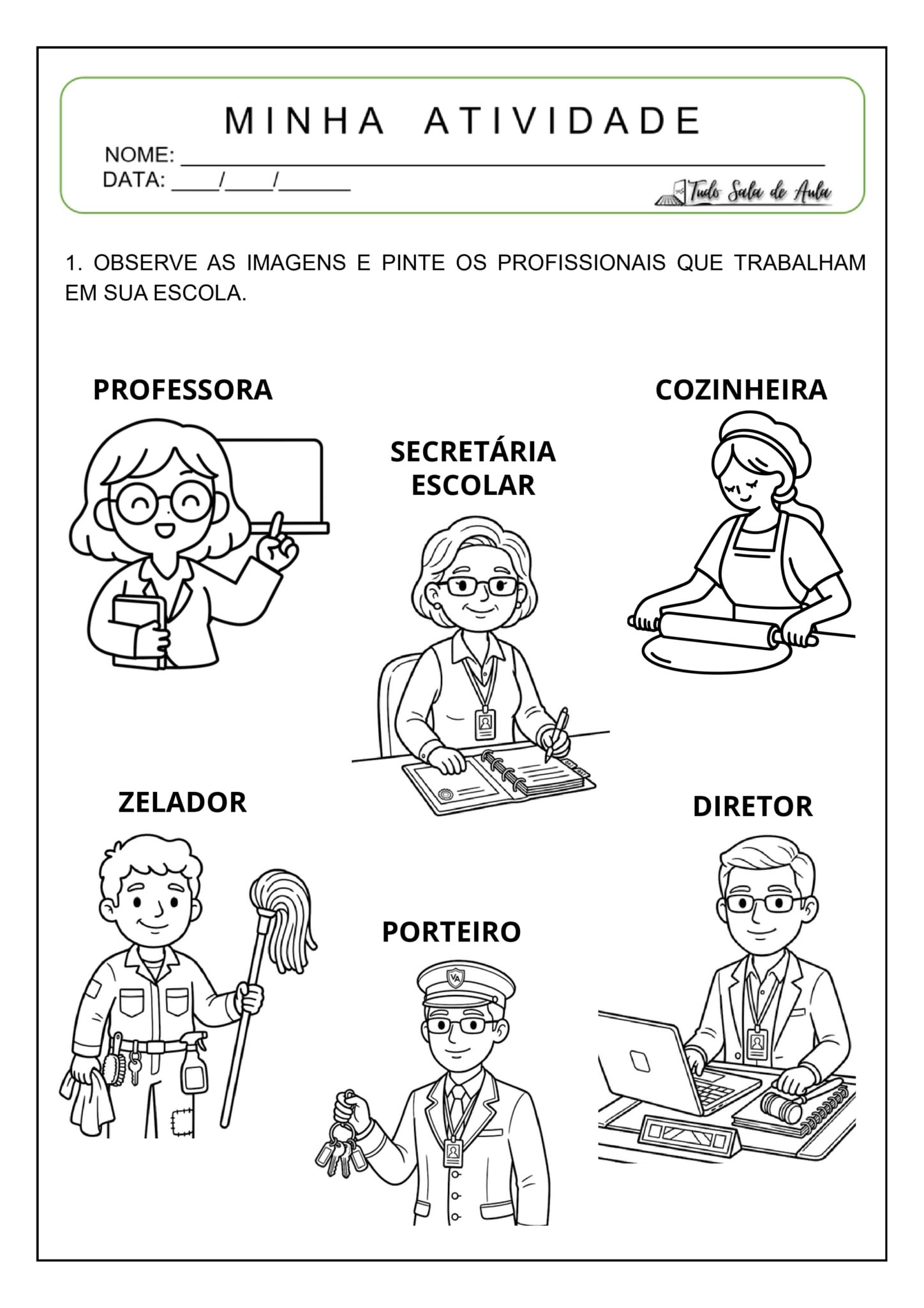 atividades sobre profissões na escola