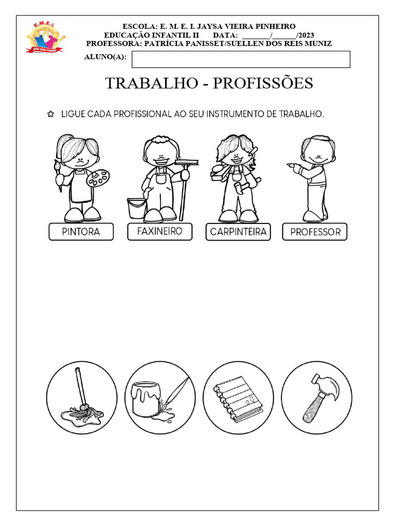 quem trabalha na escola atividades