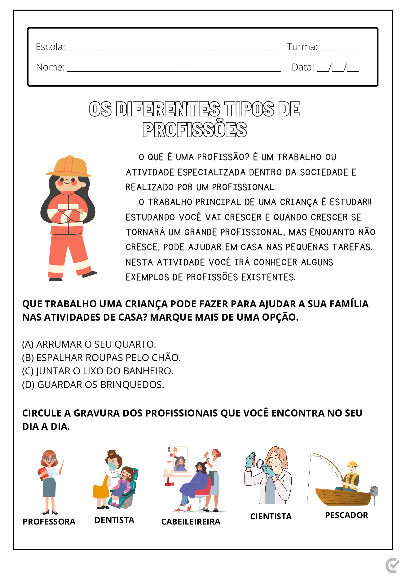 papéis na escola atividades lúdicas