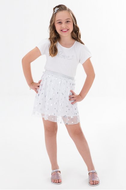 saia branca para menina