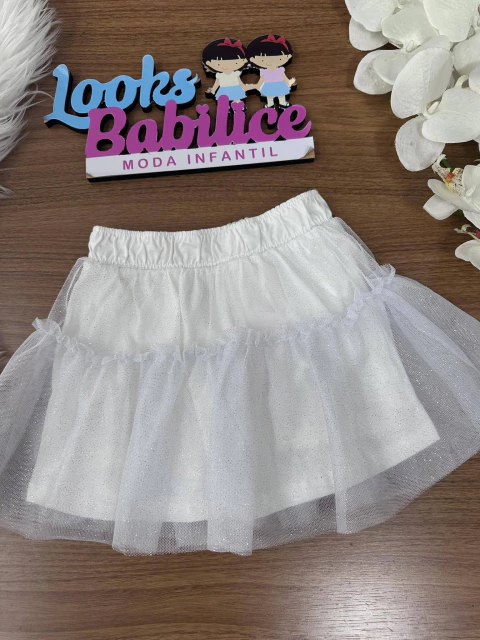 saia branca com babado infantil
