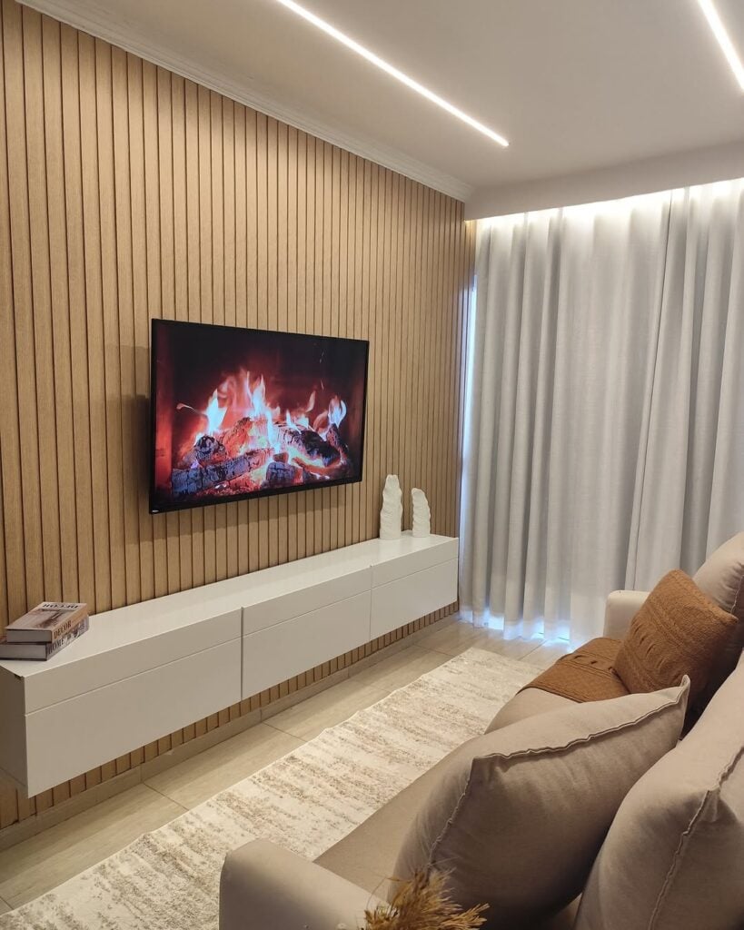 Organização de fios sala sem painel