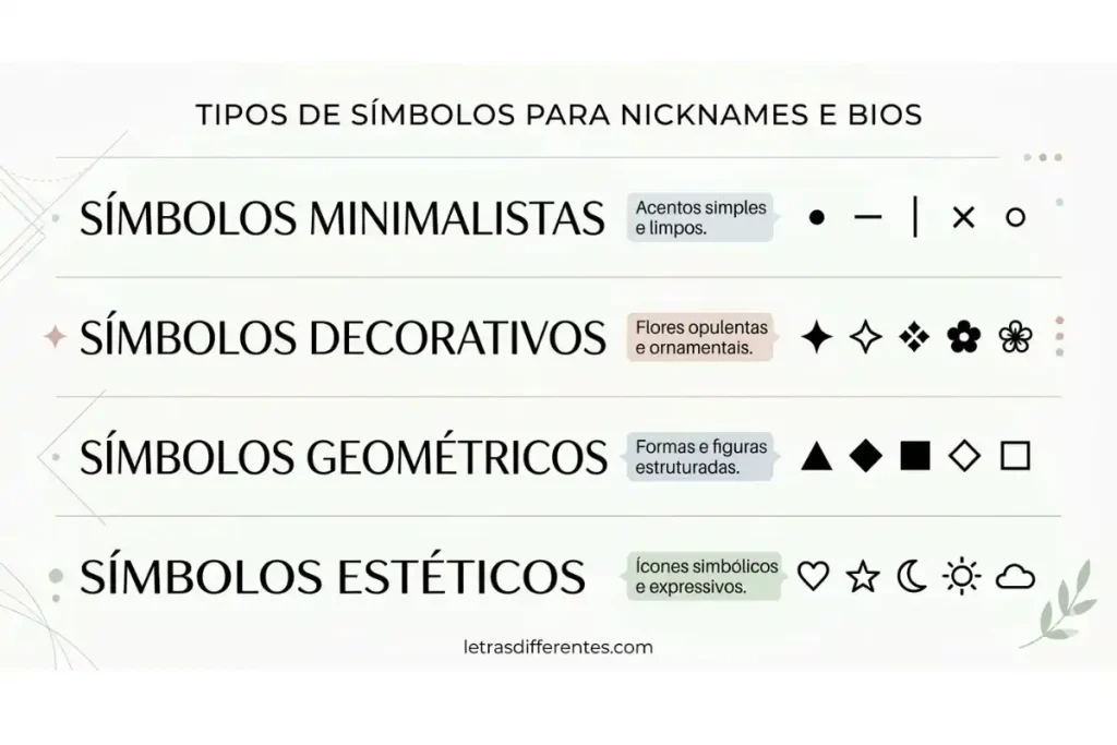 nick com símbolos para jogos