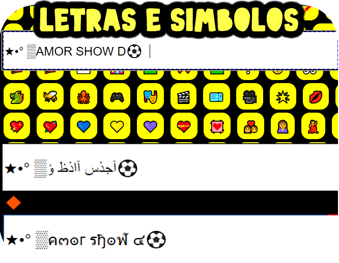 símbolos para nome de usuário