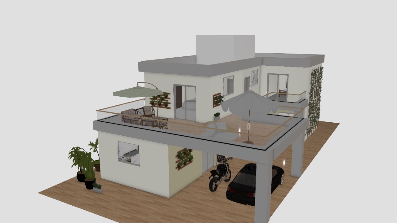 planta sobrado em L 3 quartos