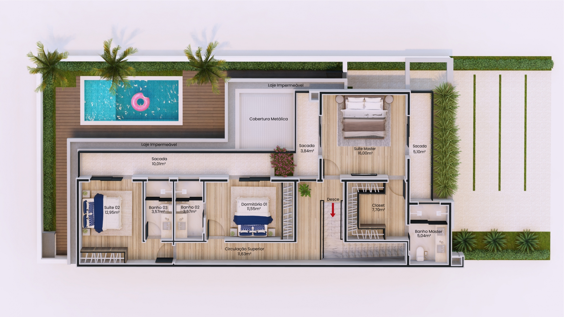 sobrado em L para terreno pequeno