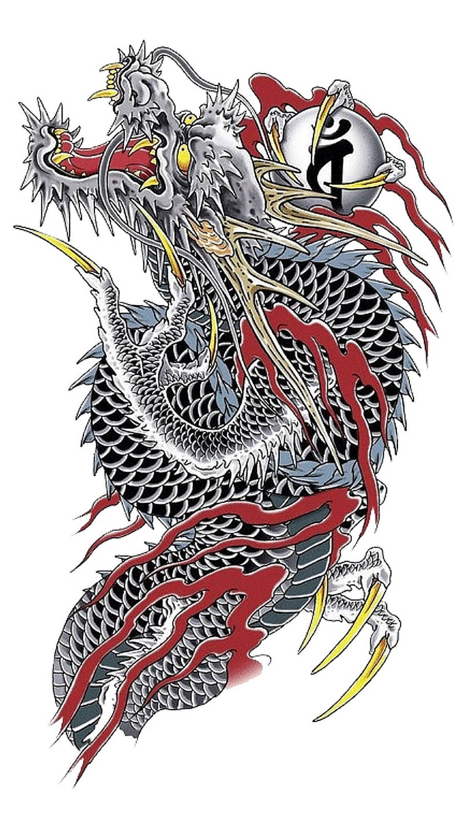 cores tatuagem dragão japonês