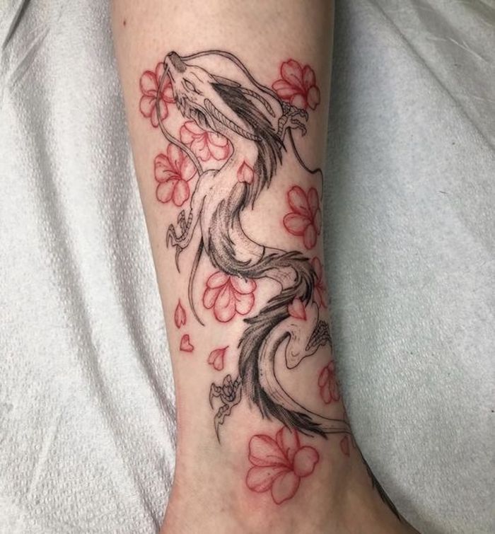 tatuagem dragão japonês perna