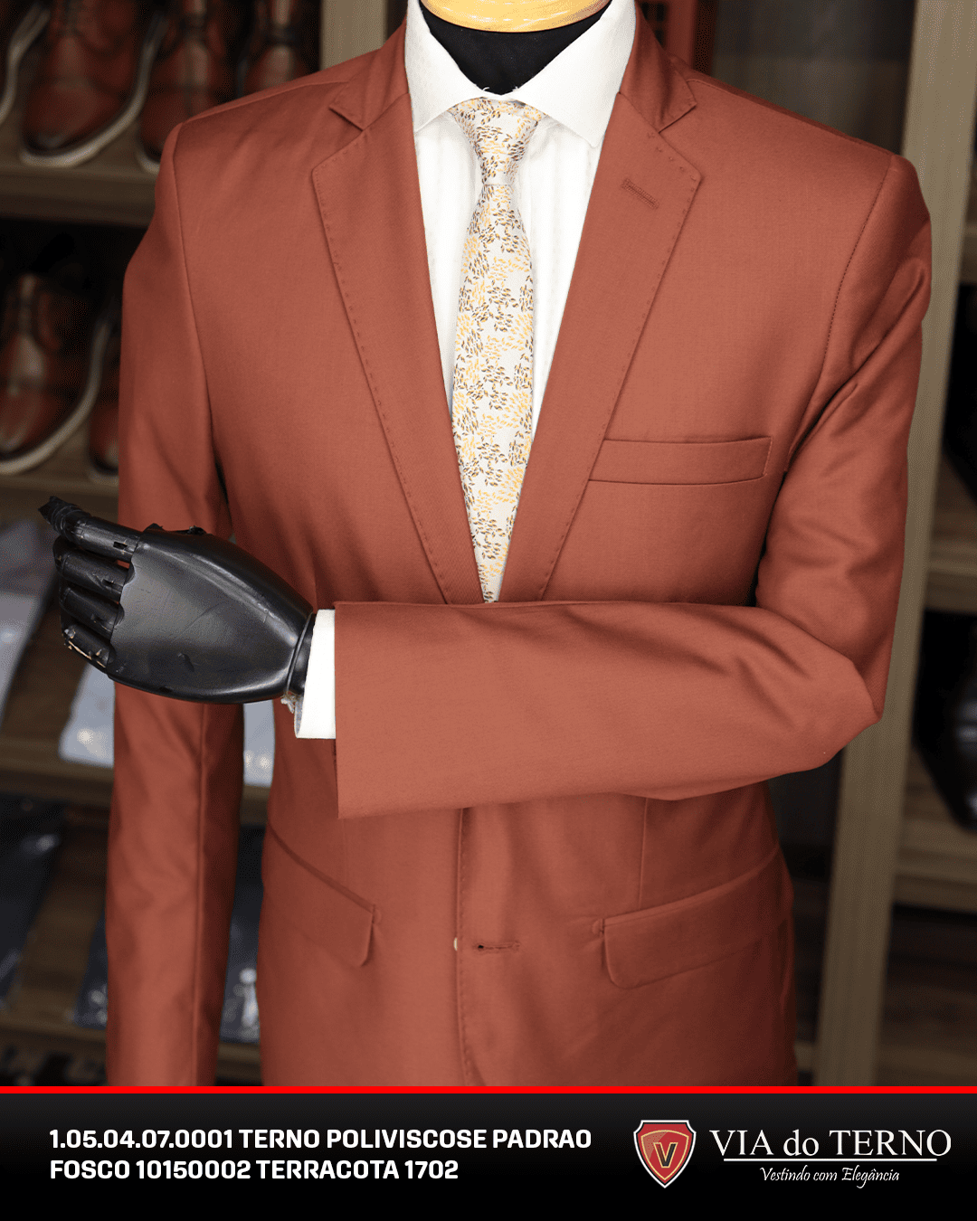 terno masculino terracota gravata bege