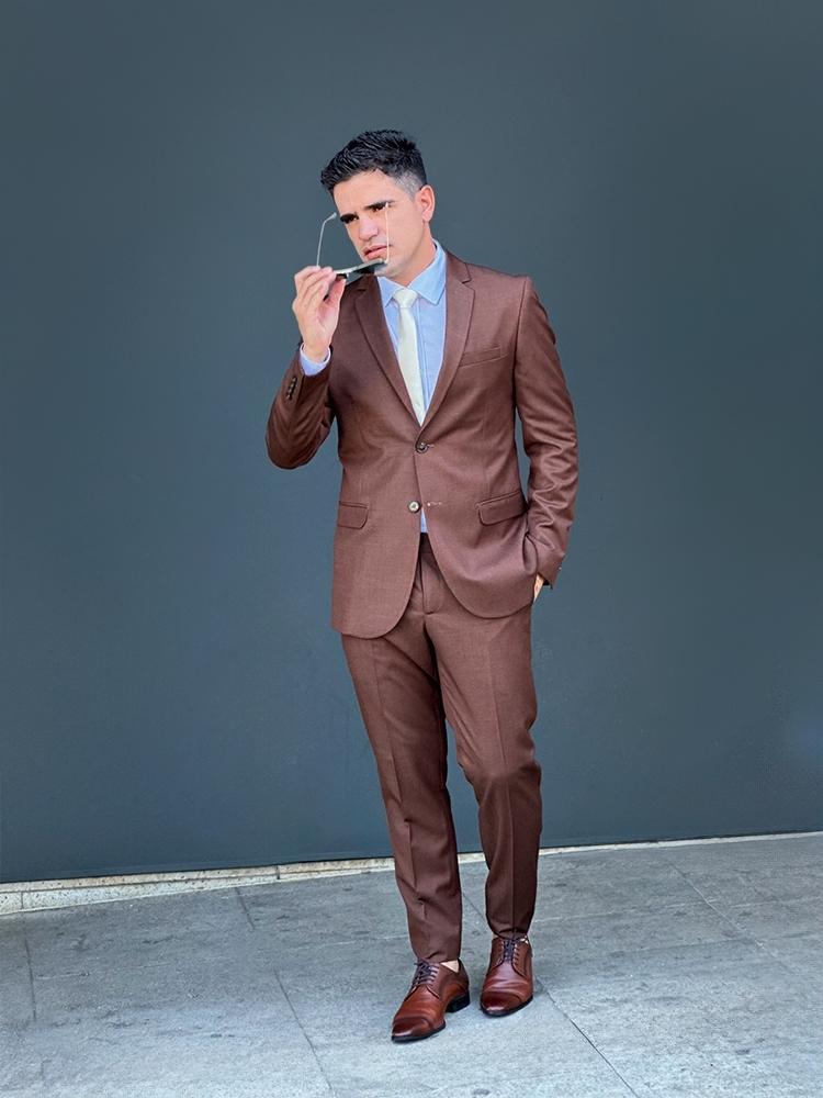 terno masculino terracota linho