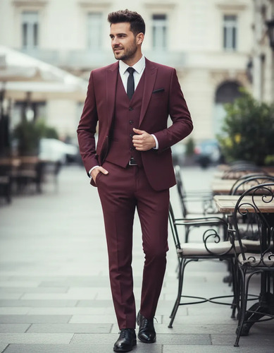 terno masculino terracota microfibra