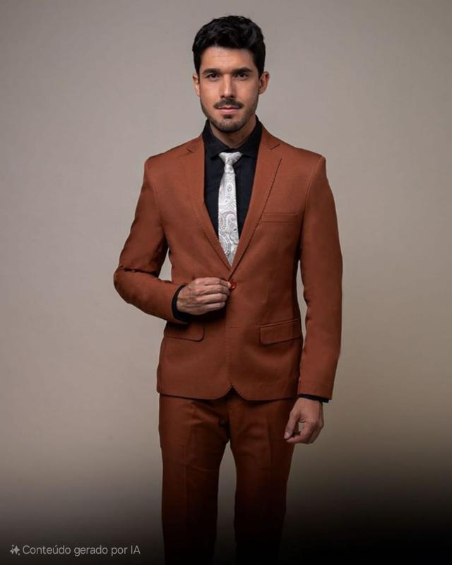 terno masculino terracota abotoamento duplo
