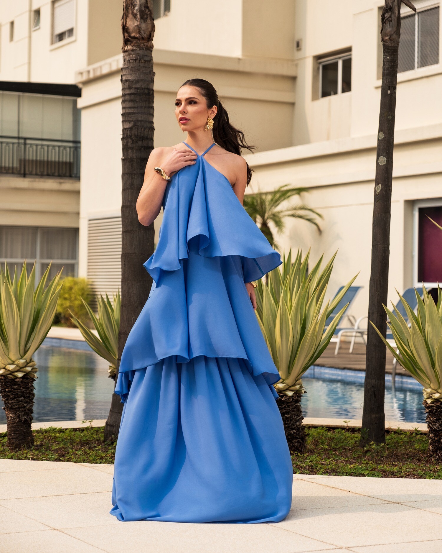 vestido de tecido leve para casamento de tarde