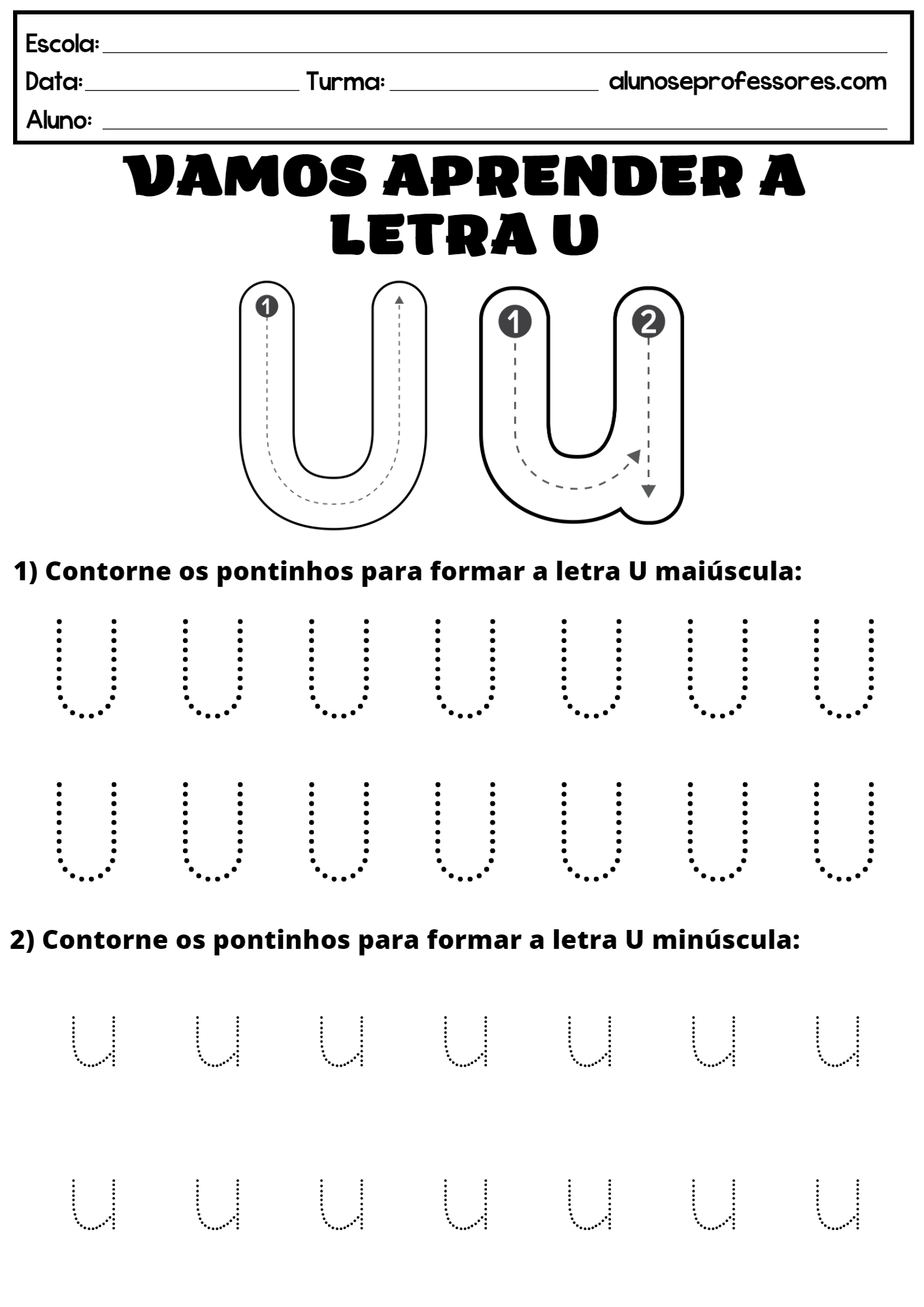 vogal u atividades educação infantil