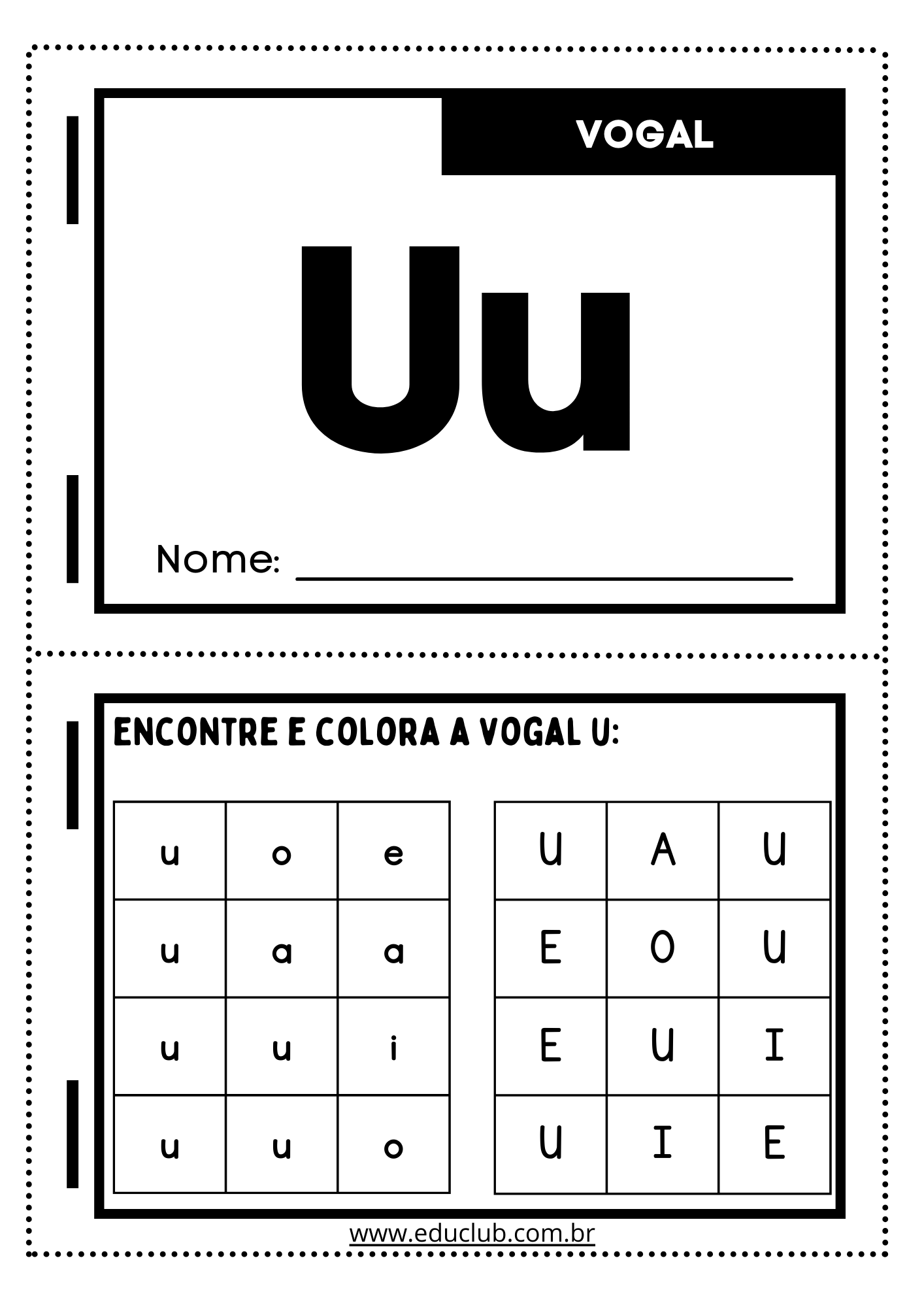 jogos vogal u educação infantil