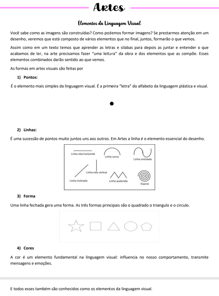 conteúdo de arte 7 ano bimestre