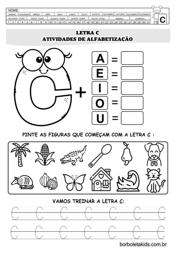 alfabetização letra C para imprimir
