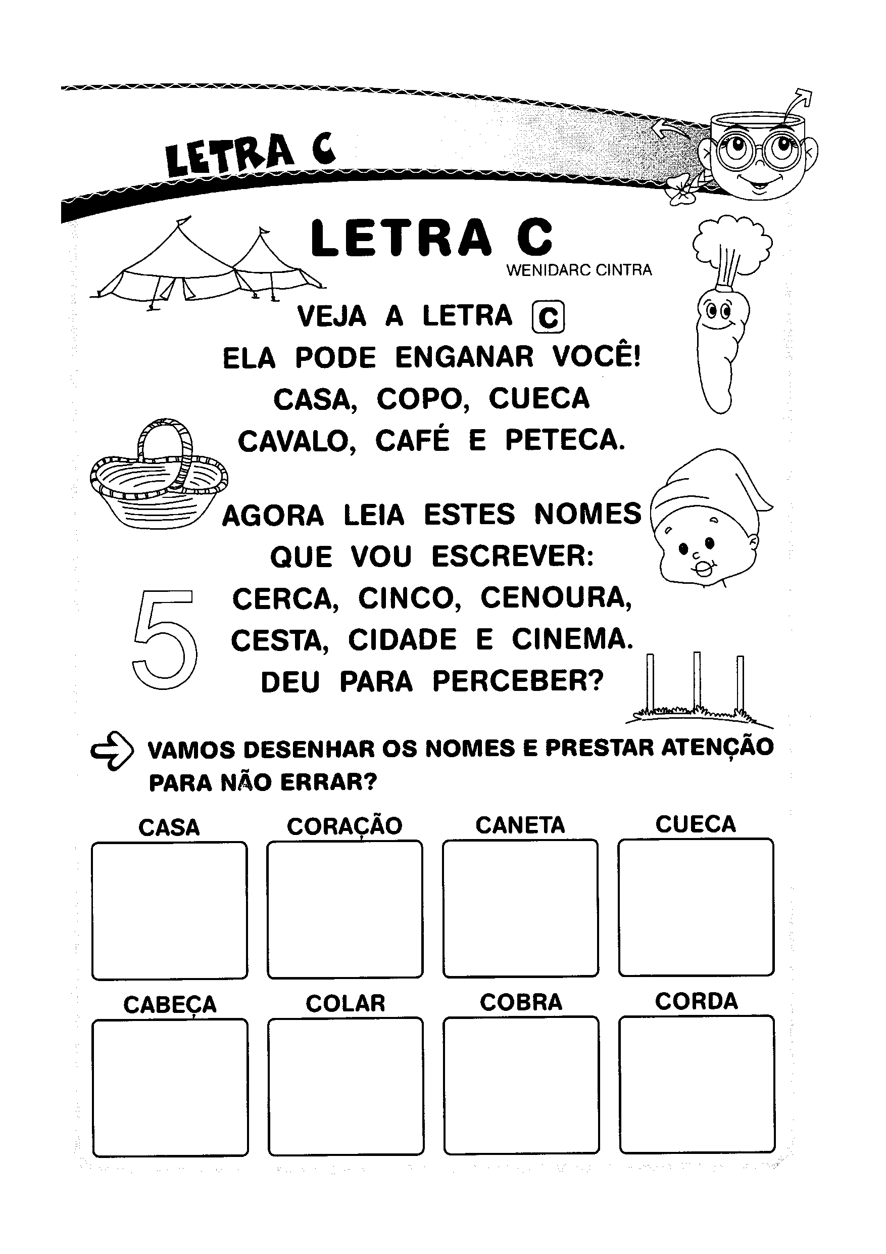 traçado letra C atividades