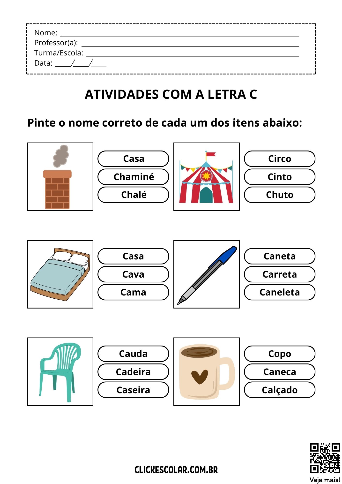 caça palavras letra C