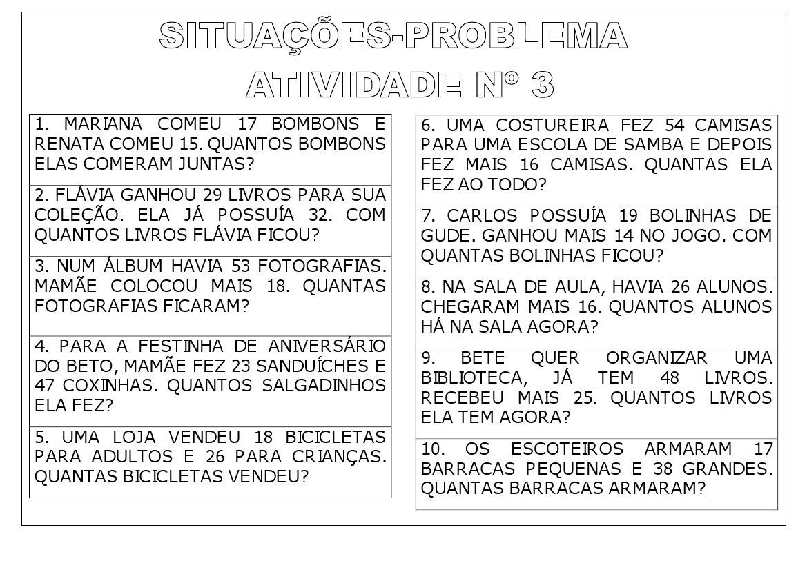 situacoes problema com dinheiro 3 ano