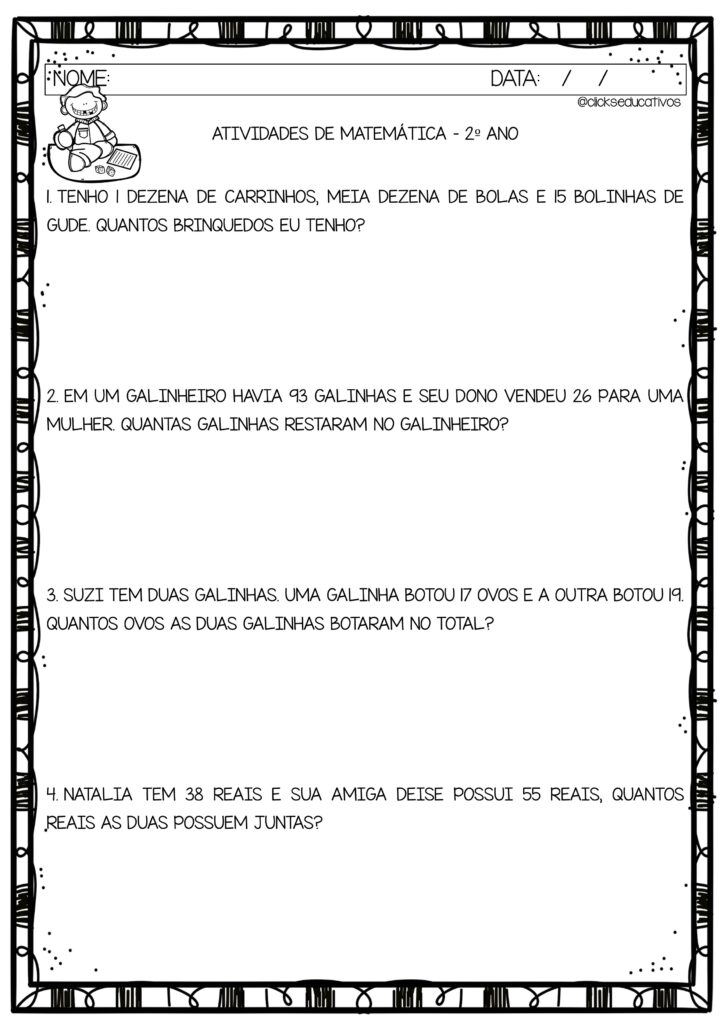 matematica 3 ano ensino fundamental atividades