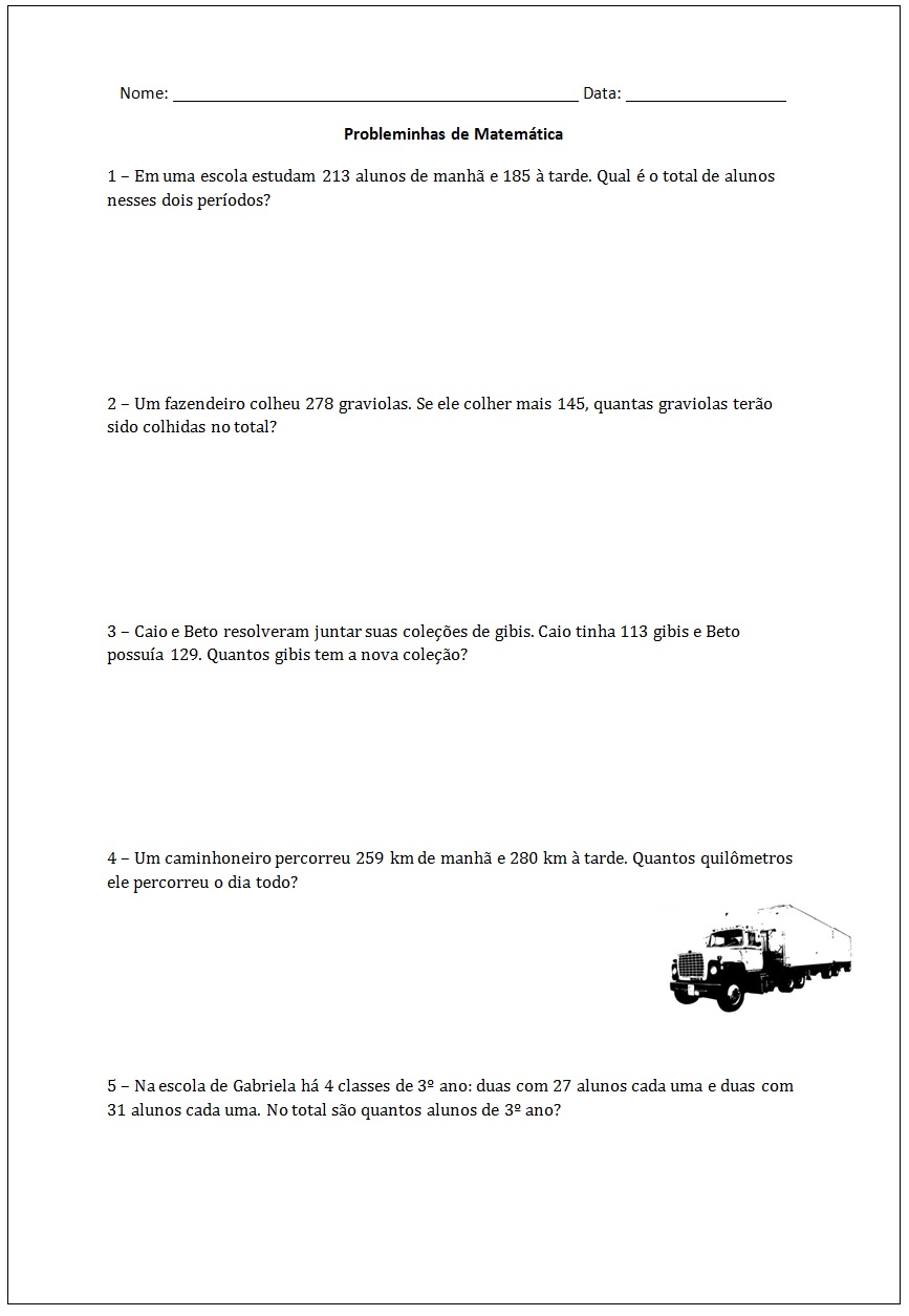 adicao e subtracao para criancas