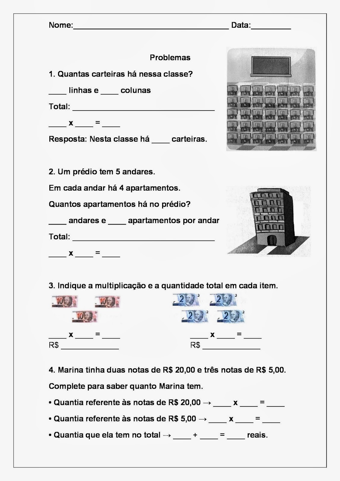 folha de atividades matematica 3 ano