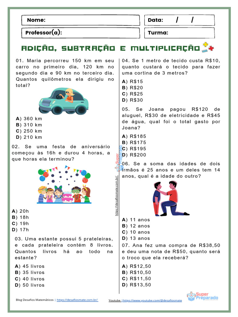 matematica 3 ano ensino fundamental atividades