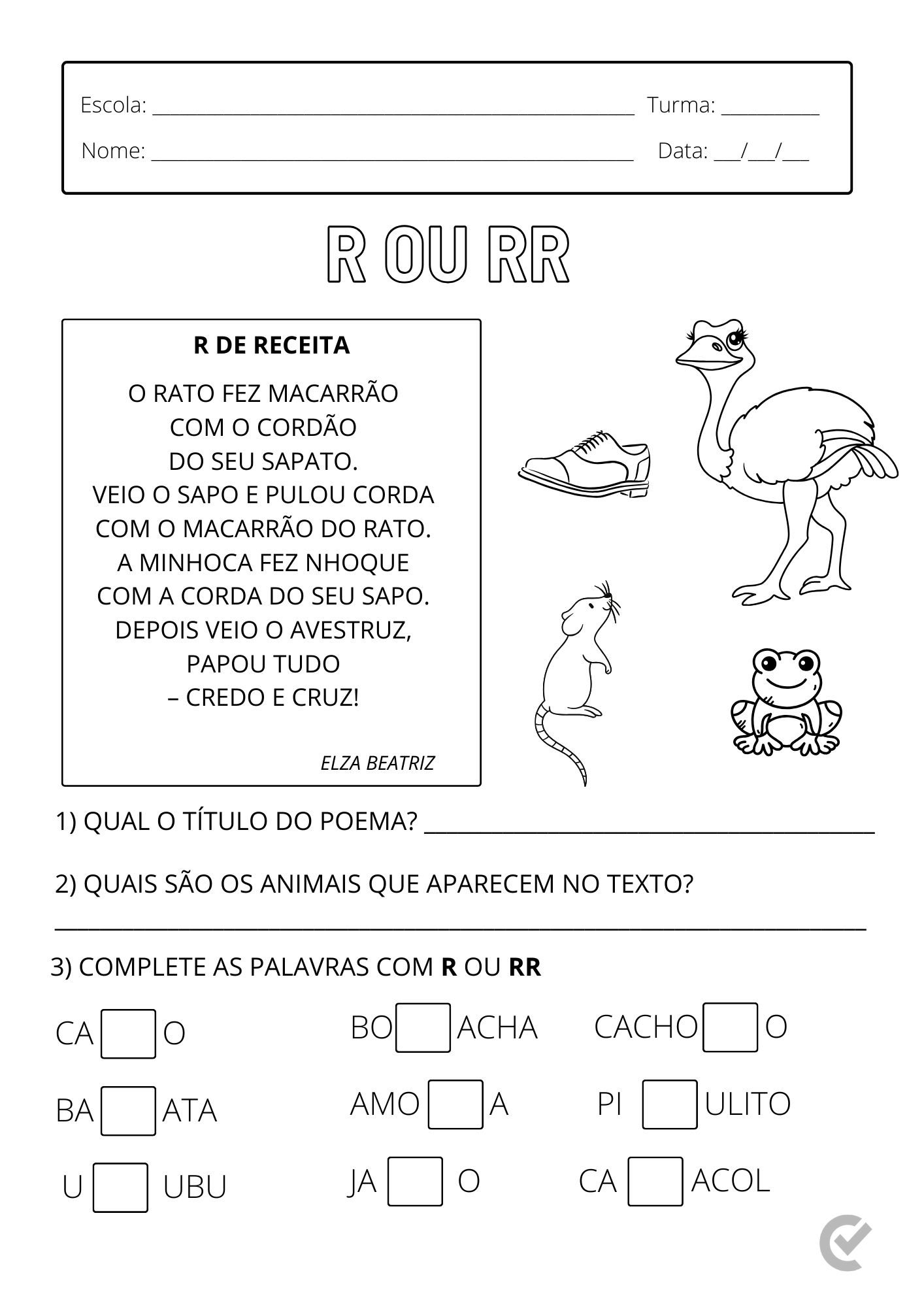 exercícios de interpretação de texto 3º ano