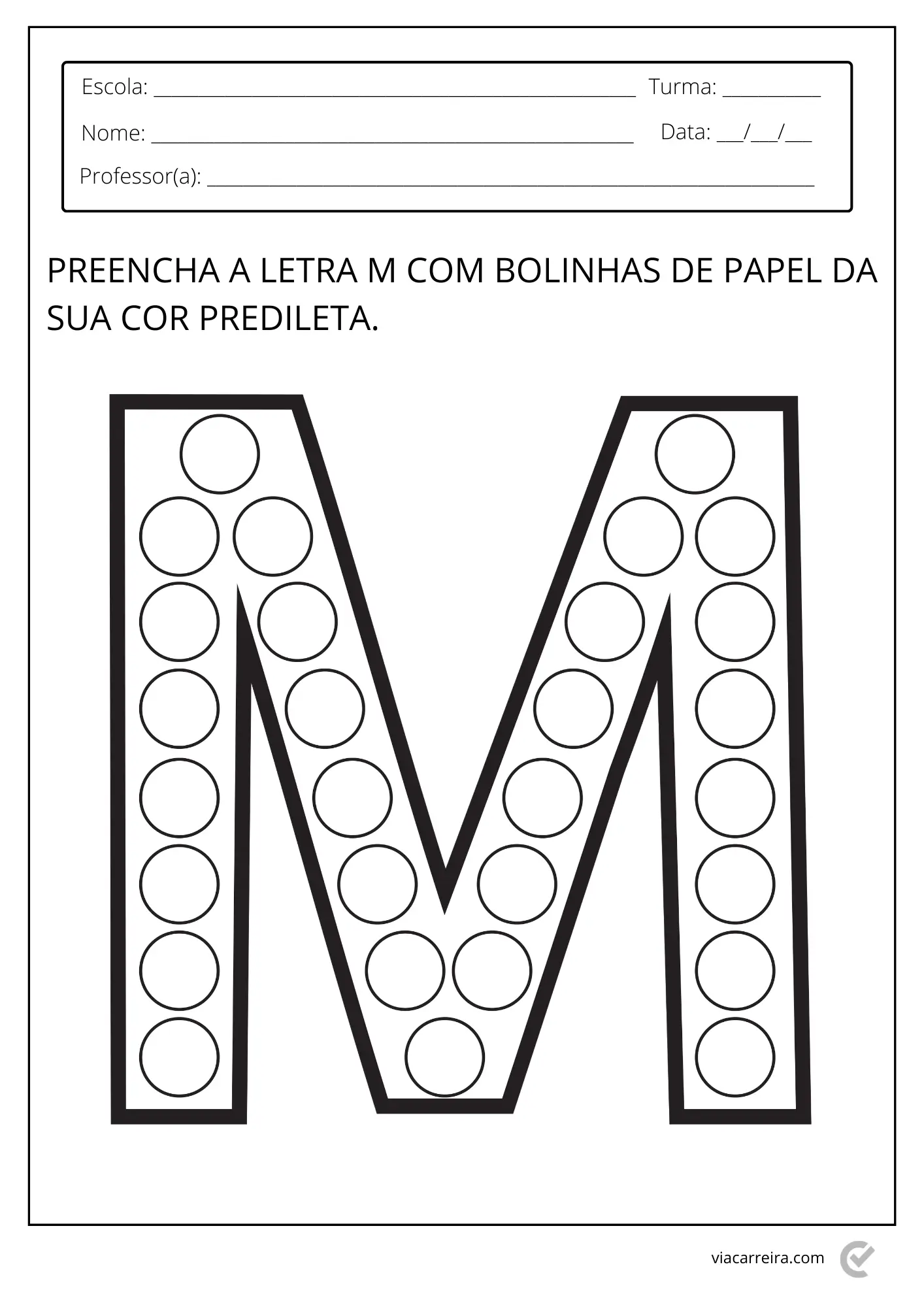 letra M para educação infantil
