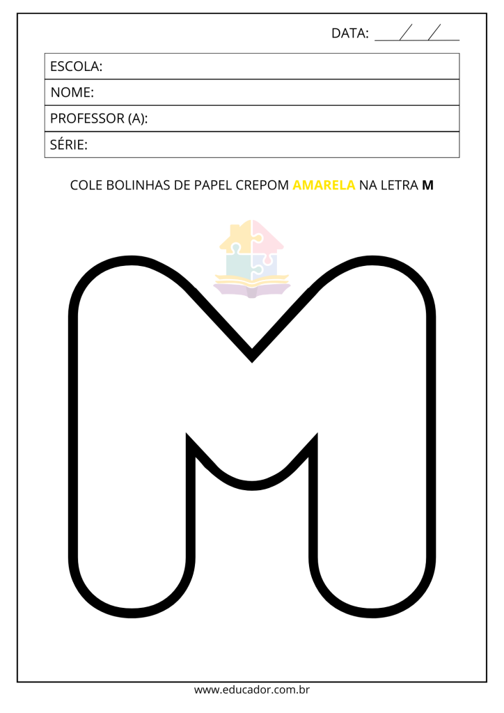 atividades com a letra M para imprimir