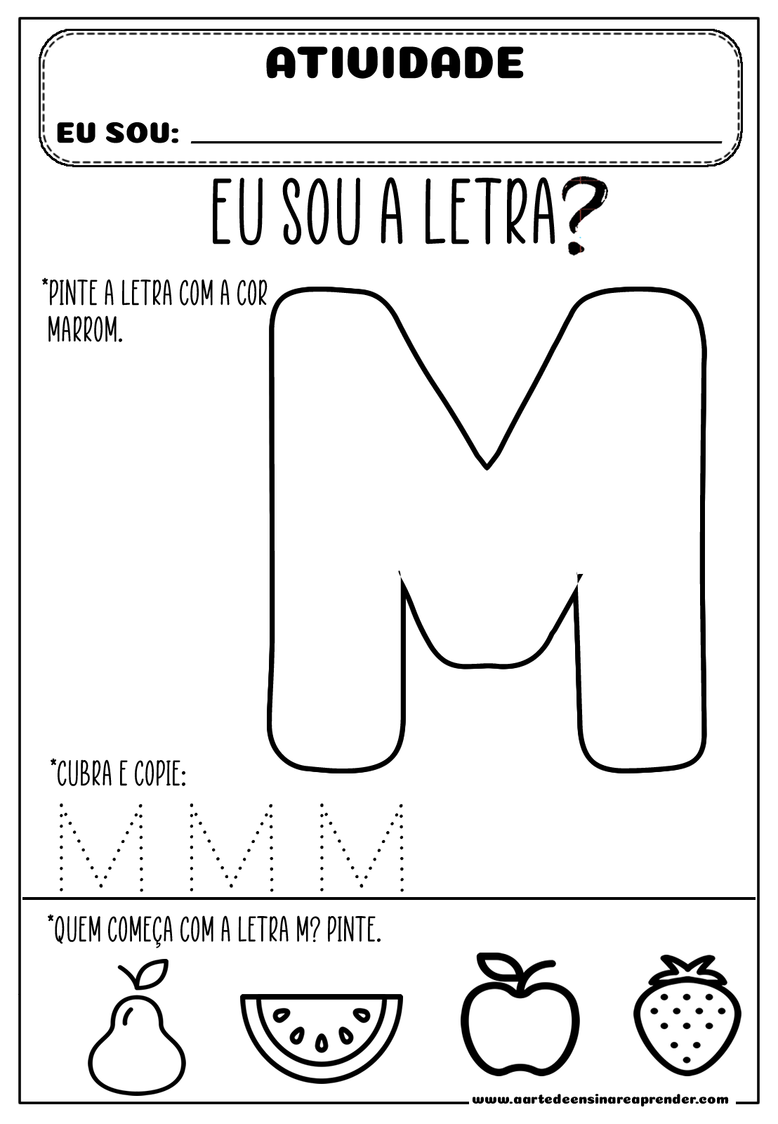 brincadeiras com a letra M