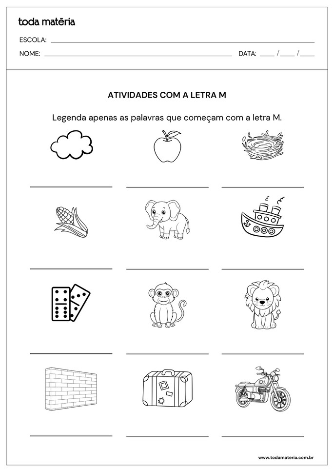 coordenação motora fina letra M